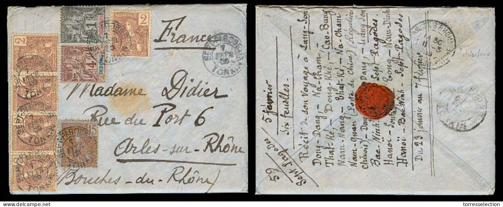 INDOCHINA. 1900 (7 Feb). Sept Pagodes / Tonkin - France. Multifkd Env With Full Contains 7 Stamps. - Autres - Asie