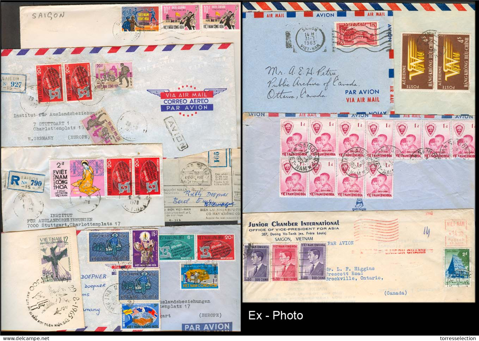 INDOCHINA. 1950/70's. 49 Items Of Postal History / Fkg / Cachets, Incl Vietcongs / Agressions / Reg Mail. Mostly Used To - Autres - Asie