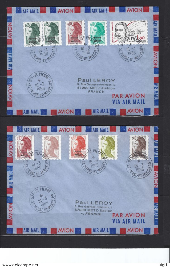 2 Courriers Philatéliques Pour La France. En Affranchissement Composé Du 18-3-1986 - 975 St Pierre Et Miquelon. TB - Storia Postale