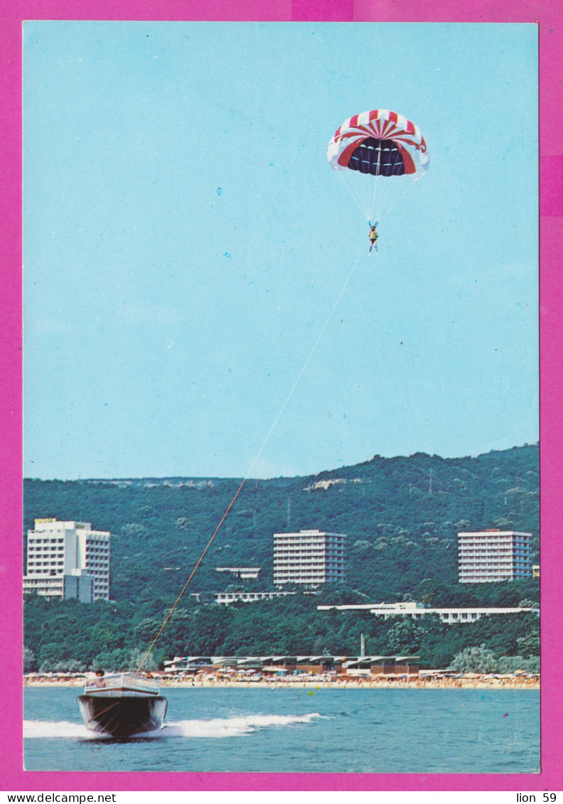 309849 / Bulgaria - Golden Sands (Varna) Black Sea Resort - Sport Water Parachuting Parachutisme Motorboat 1984 PC - Parachutespringen