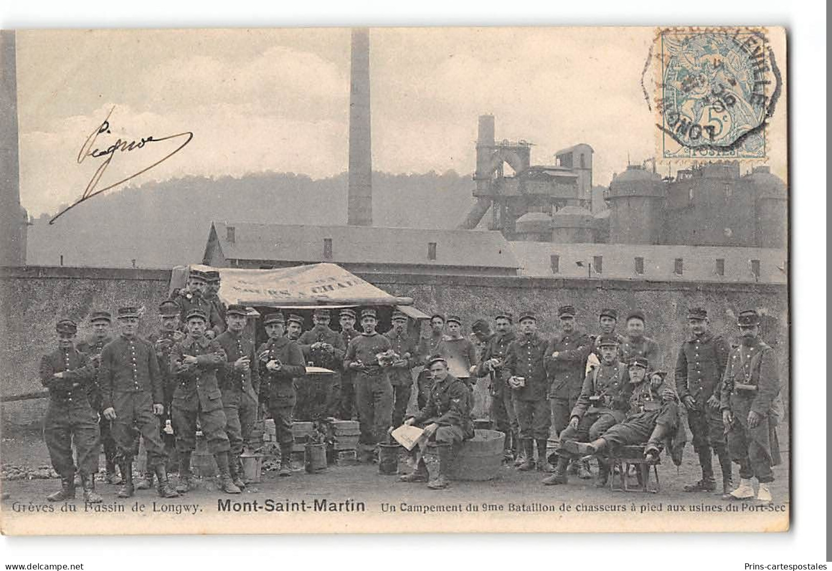 CPA 54 Les Grèves Du Bassin De Longwy - Mont St Martin Un Campement Du 9eme Bataillon De Chasseurs à Pied à Port Sec - Mont Saint Martin