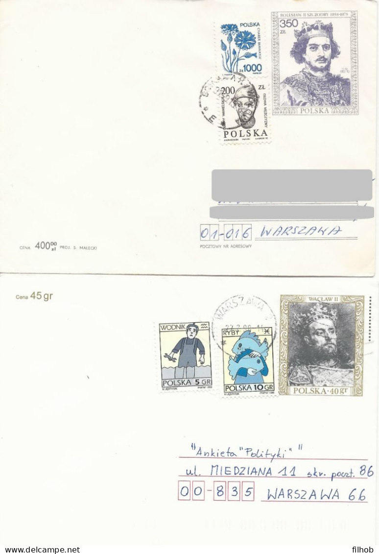 Poland Envelope (1050) Set4: Used Ck 86+87+96+100 Polish Kings (postal Circulation) - Interi Postali