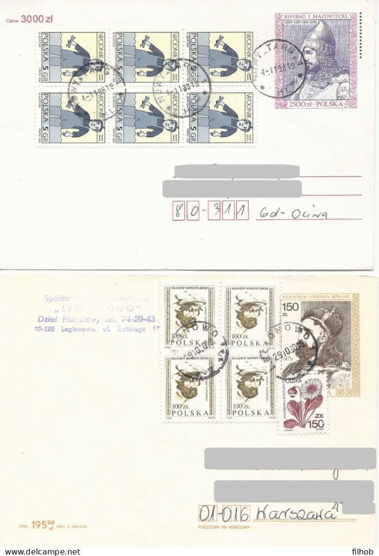 Poland Envelope (1050) Set4: Used Ck 86+87+96+100 Polish Kings (postal Circulation) - Interi Postali