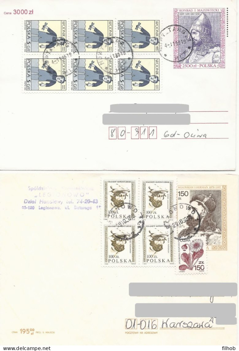 Poland Envelope (1050) Set4: Used Ck 86+87+96+100 Polish Kings (postal Circulation) - Stamped Stationery