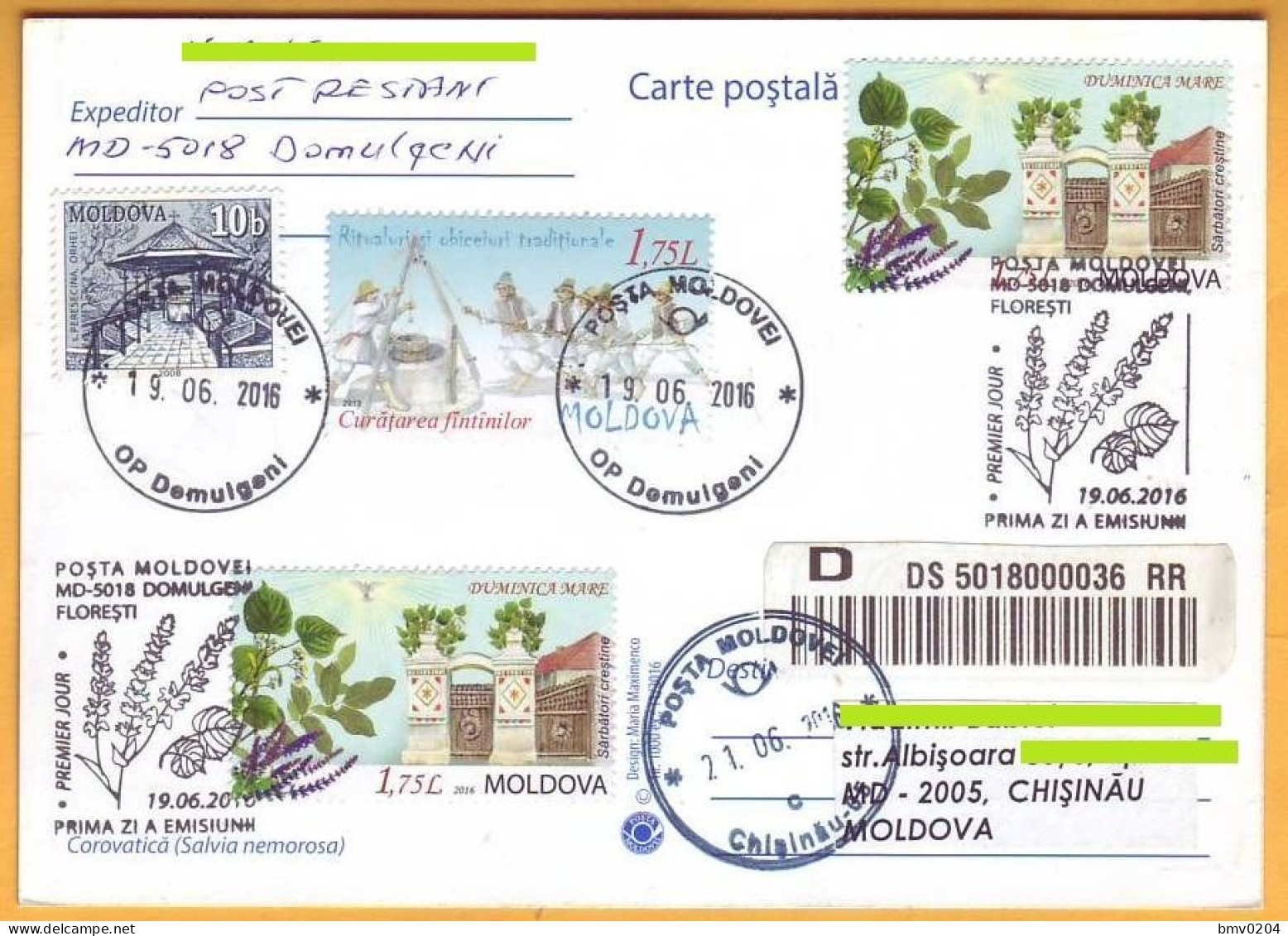 2016  Moldova Moldavie  Moldau  Private Used  FDC Christian Holidays. Trinity  Whit Sunday. - Cristianismo