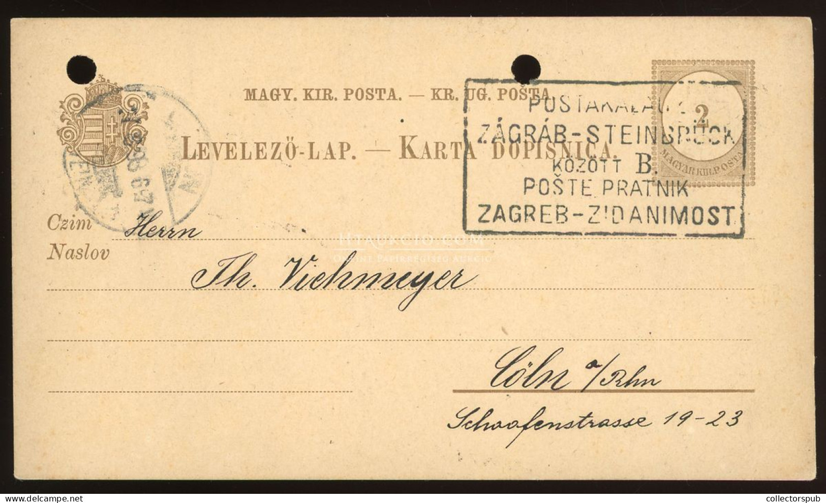 1898. Díjjegyes Levlap Zágráb-Steinbrück Postakalauz Mozgóposta Bélyegzéssel - Cartas & Documentos