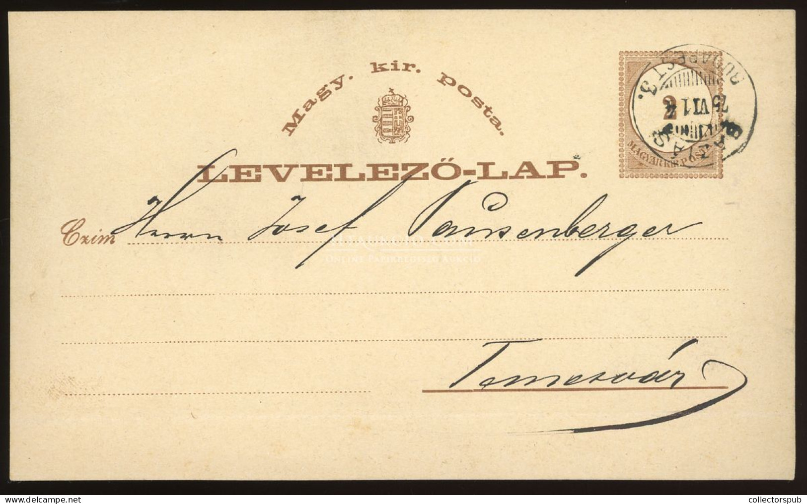 1875. Díjjegyes Levlap, Szép Báziás-Budapest Mozgóposta Bélyegzéssel - Cartas & Documentos