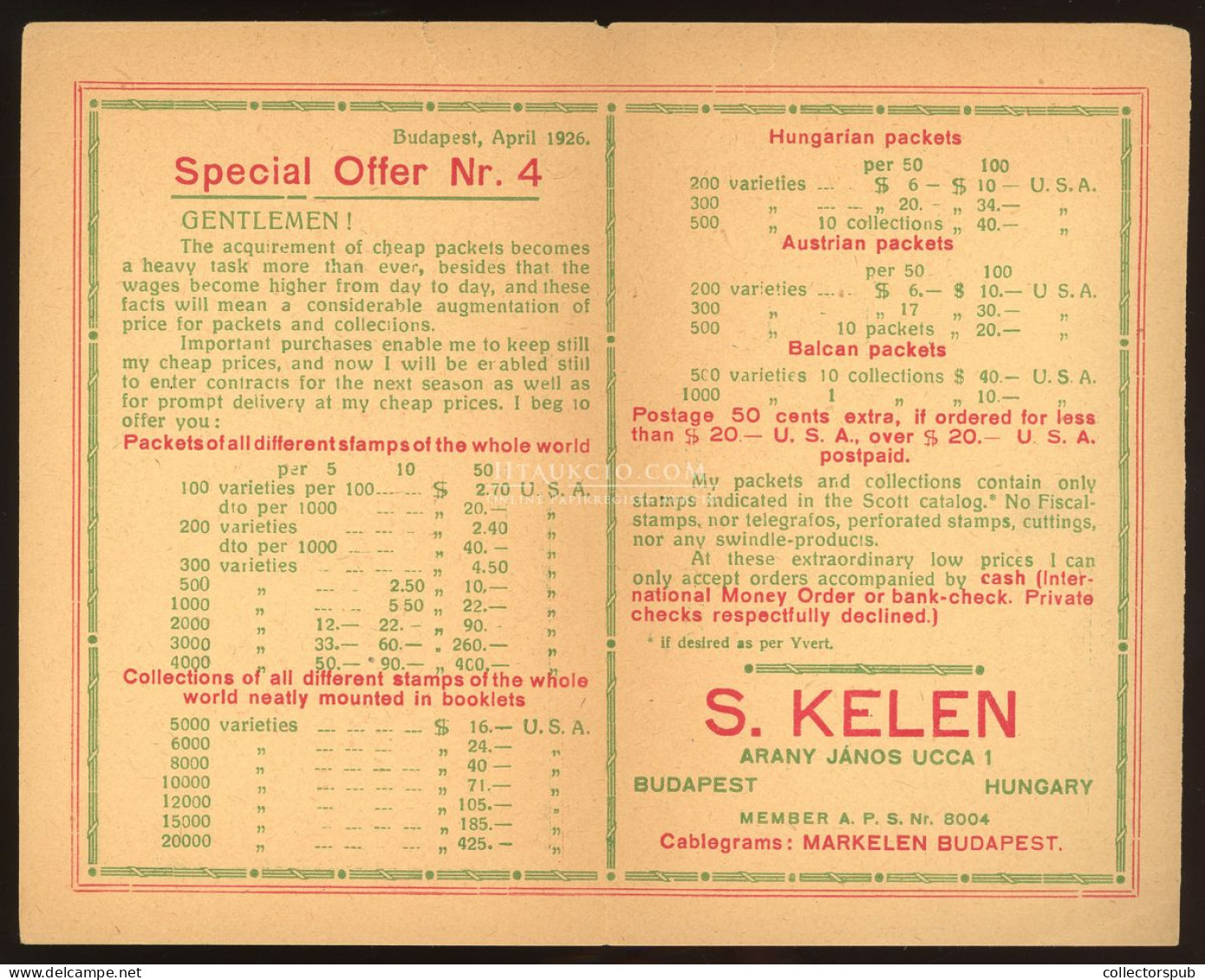 BUDAPEST 1926. Korona-Fillér Vegyes Bérmentesítésű, Dekoratív Bélyegkereskedői Levlap Az USA-ba Küldve - Cartas & Documentos