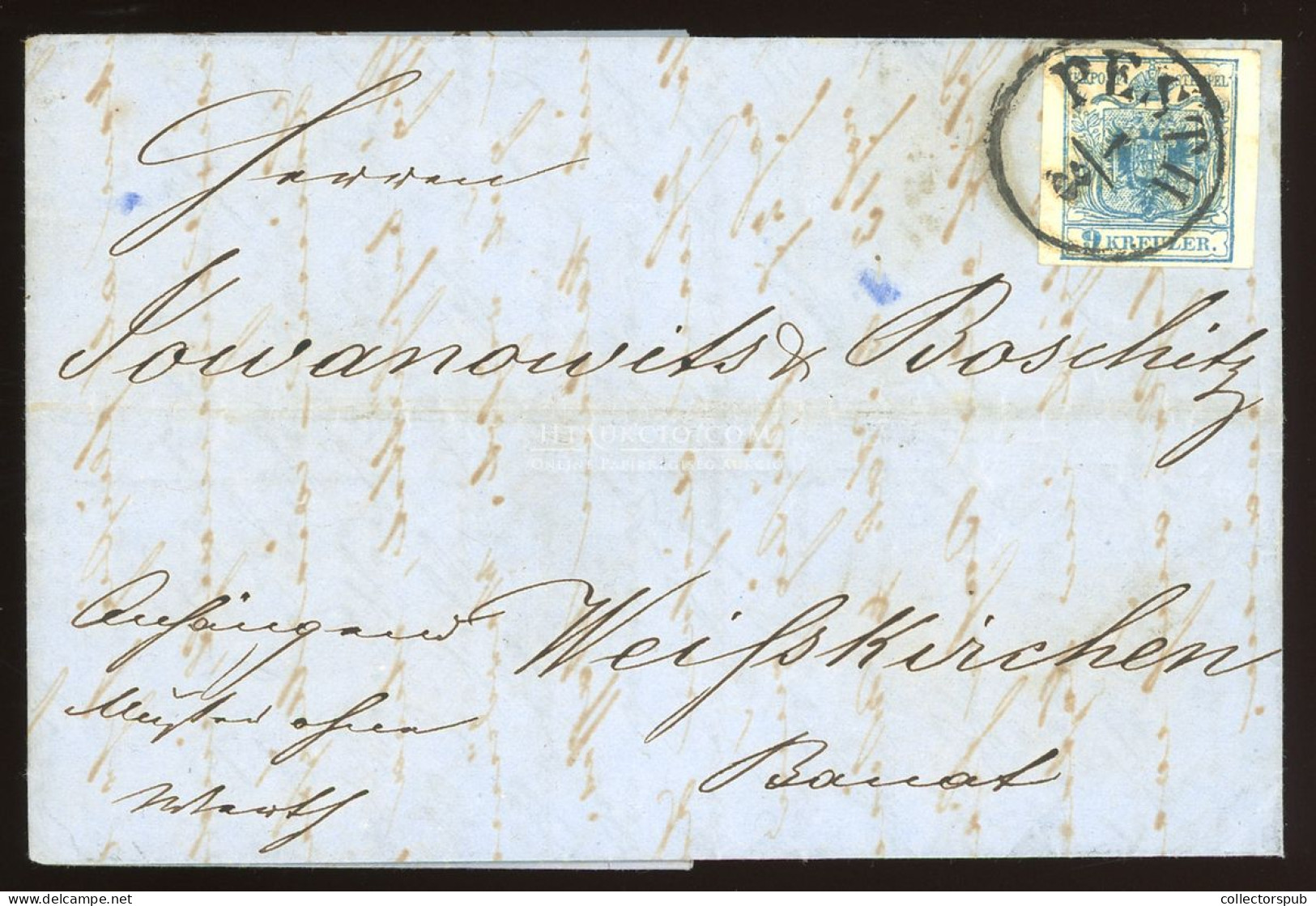 PEST 1850. Szép 9Kr-os Levél, Tartalommal Fehértemplomra Küldve - Cartas & Documentos