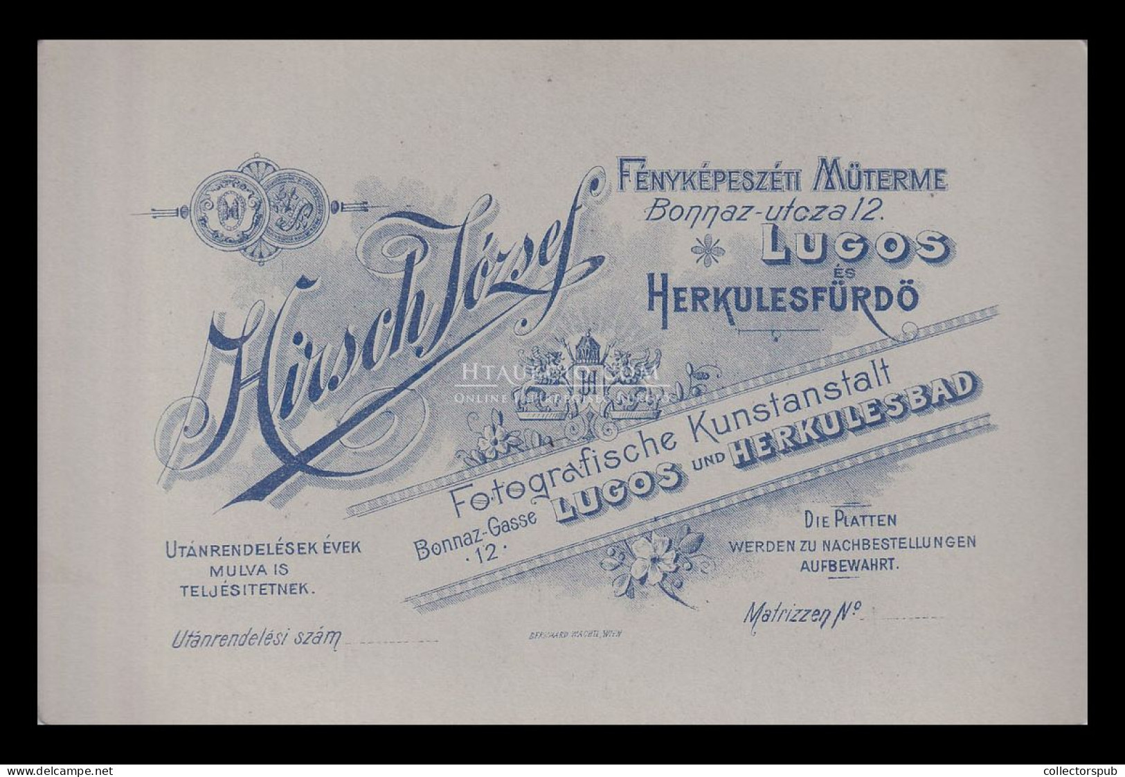 LUGOS HERKULESFÜRDŐ 1900-10. Ca. Hirsch : Katona Cabinet Fotó - Oud (voor 1900)