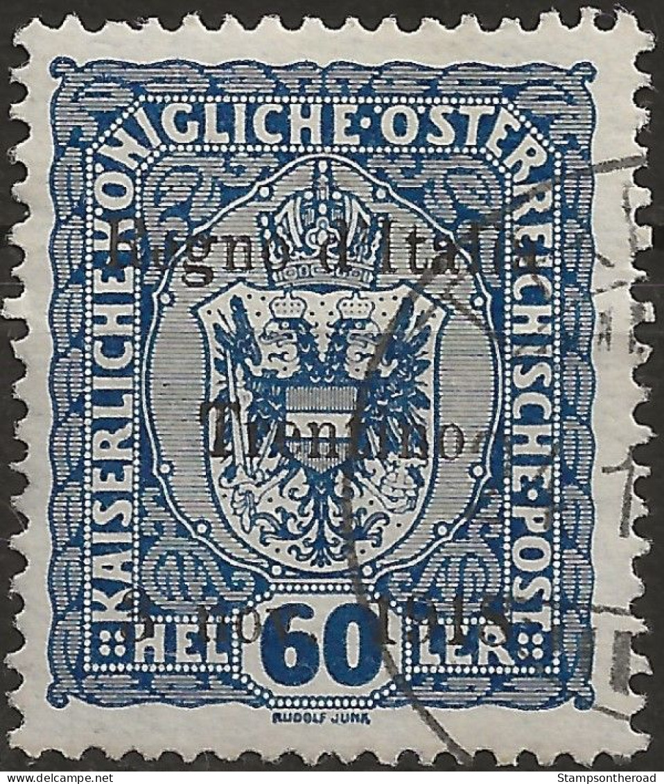 TRAA12U - 1918 Terre Redente - Trentino-Alto Adige, Sass. Nr. 12, Francobollo Usato Per Posta °/ FIRMATO - Trente