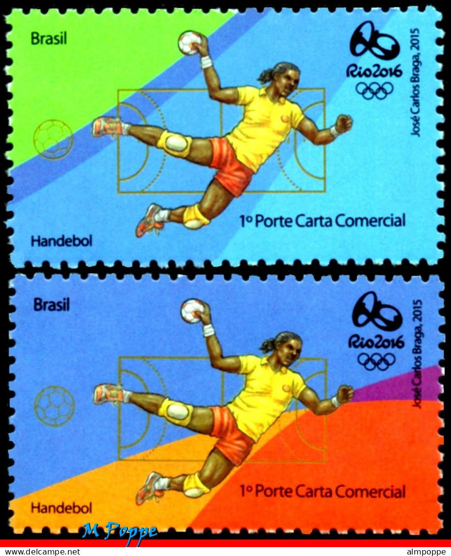 Ref. BR-OLYM-E20 BRAZIL 2015 - OLYMPIC GAMES, RIO 2016,HANDBALL, STAMPS OF 2ND & 4TH SHEET, MNH, SPORTS 3V - Sommer 2016: Rio De Janeiro