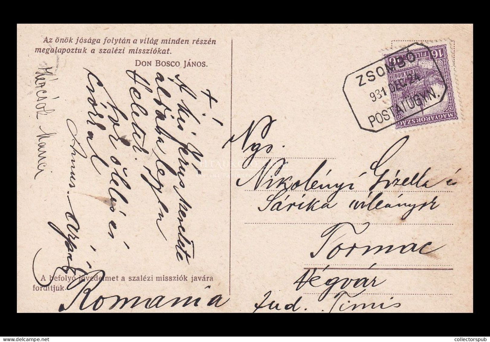 ZSOMBÓ 1931. Képeslap, Postaügynökségi Bélyegzéssel - Ungarn