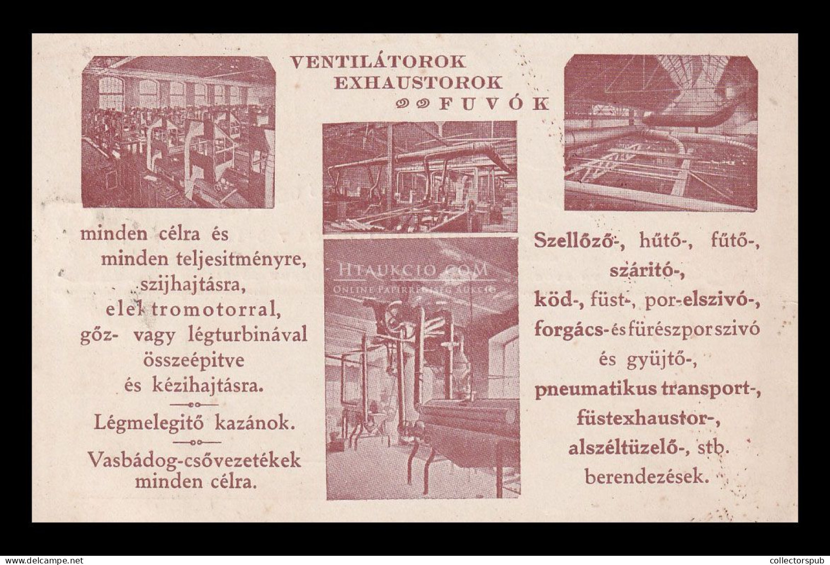 BUDAPEST 1927. Magyar Szellőző Művek és Gépgyár, Dekoratív Céges Reklám Levelezőlap - Cartas & Documentos