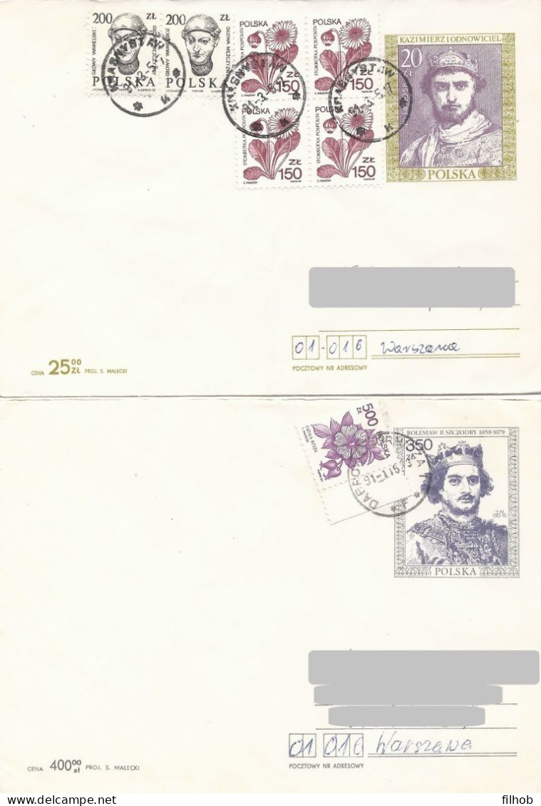 Poland Envelope (1052) Set4: Used Ck 85+86+87+88 Polish Kings (postal Circulation) - Interi Postali