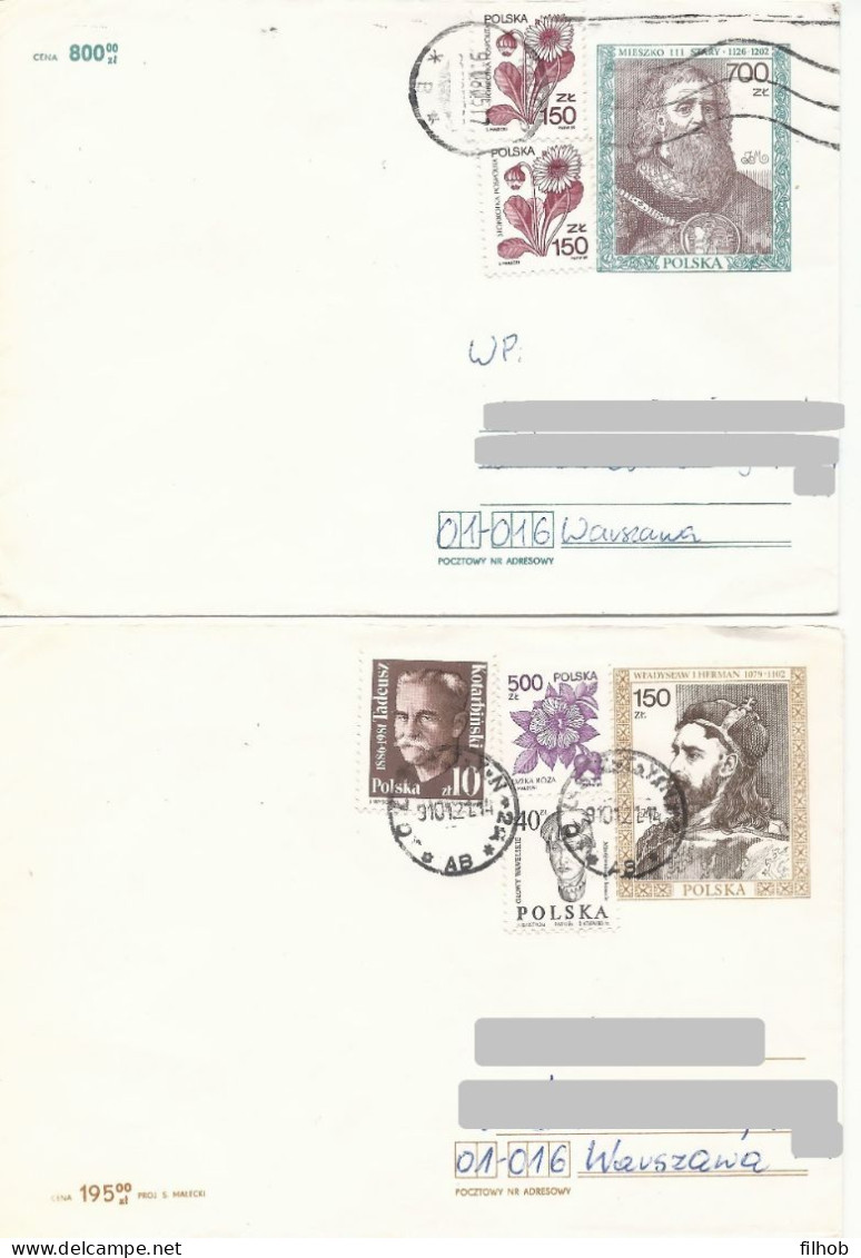 Poland Envelope (1052) Set4: Used Ck 85+86+87+88 Polish Kings (postal Circulation) - Interi Postali