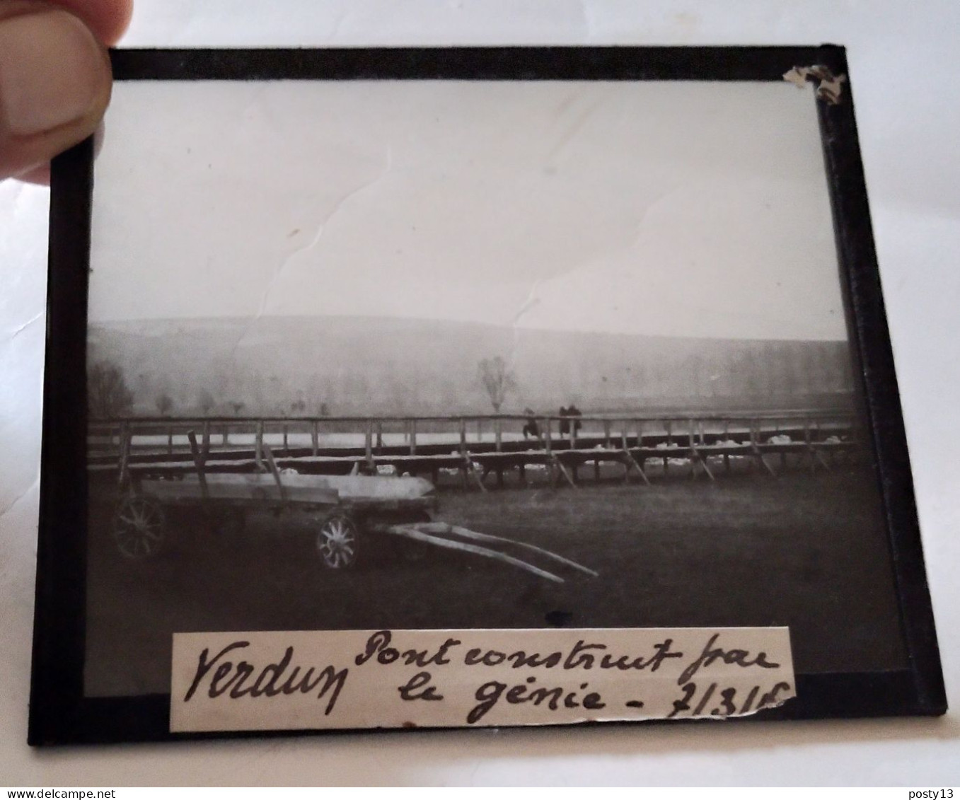 Guerre 14-18 - Plaque Verre Positif 8,5 X 10 - Verdun 1916.  Pont Construit Par Le Génie - TBE - Plaques De Verre