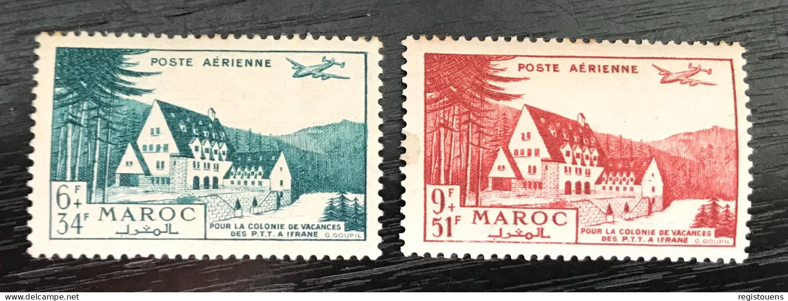 Lot De 2 Timbres Neufs* Maroc 1948 - Airmail