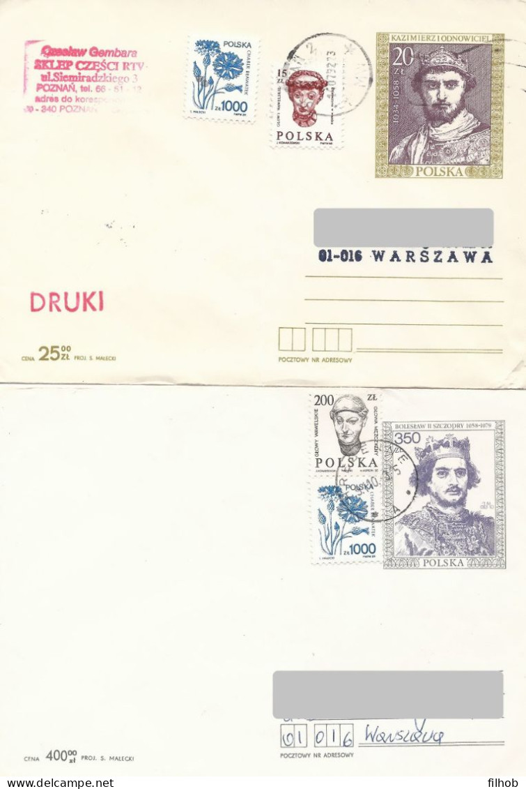 Poland Envelope (1054) Set4: Used Ck 85+86+87+88 Polish Kings (postal Circulation) - Entiers Postaux