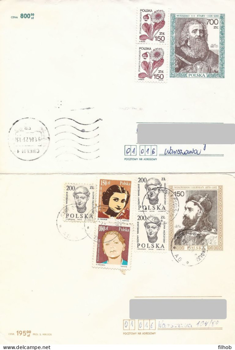 Poland Envelope (1054) Set4: Used Ck 85+86+87+88 Polish Kings (postal Circulation) - Stamped Stationery