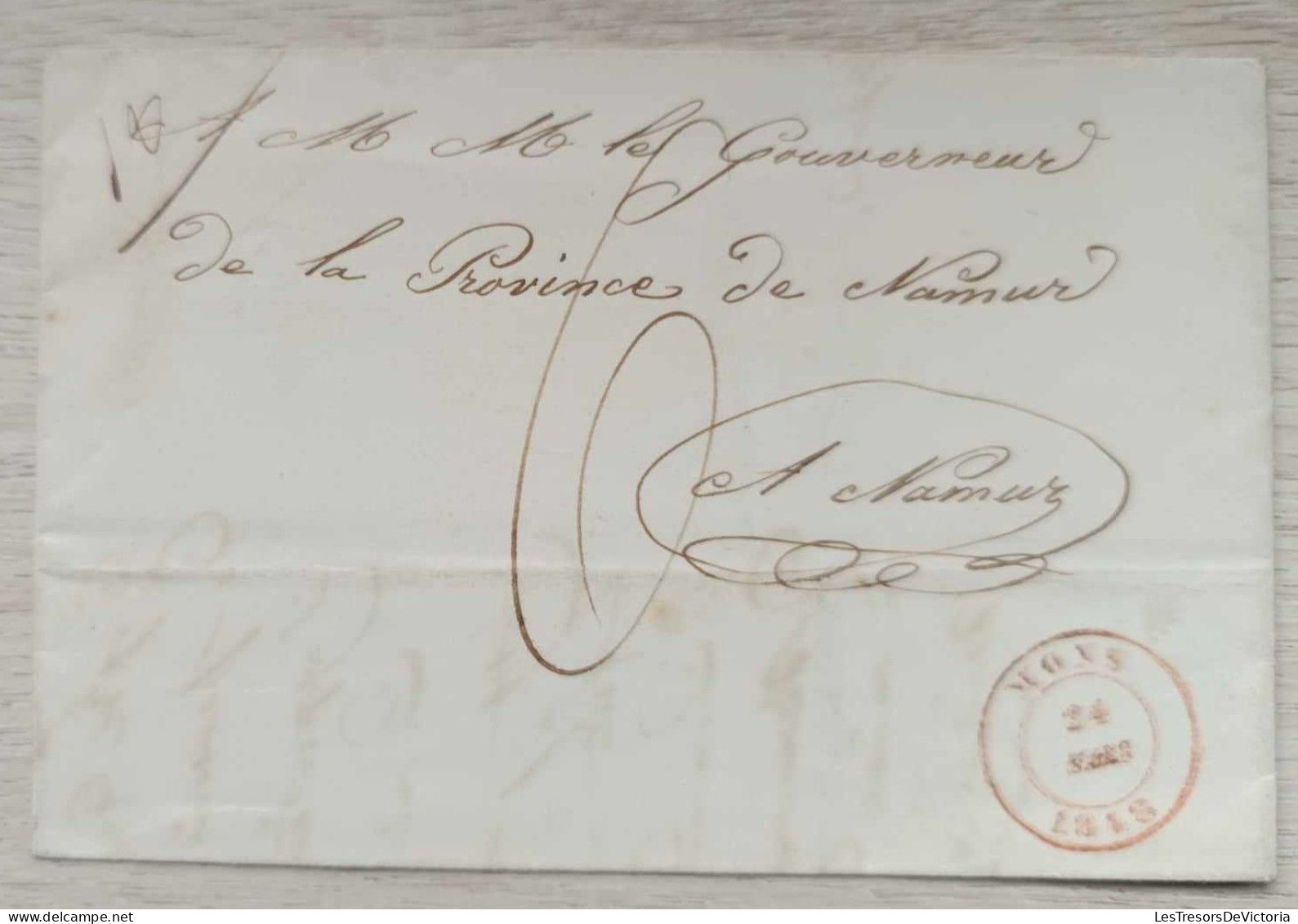 Letter Mailed On March 24th 1848 From Mons To Namur - Weight Indication "13" Grammes - Distance 65km = 40centimes/ 4 Dec - 1830-1849 (Belgique Indépendante)