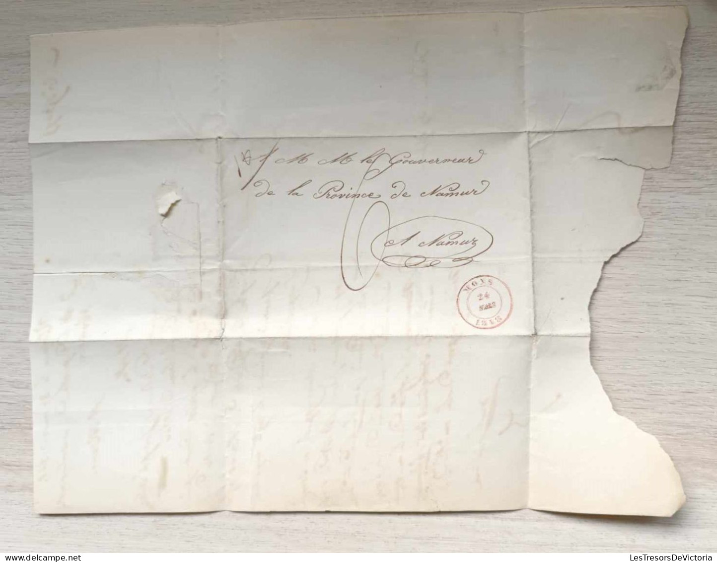 Letter Mailed On March 24th 1848 From Mons To Namur - Weight Indication "13" Grammes - Distance 65km = 40centimes/ 4 Dec - 1830-1849 (Independent Belgium)