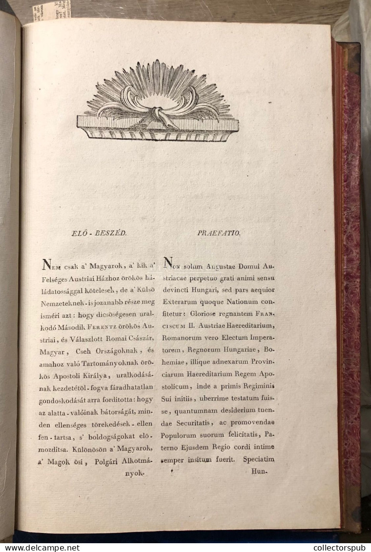 DIARIUM COMITIORUM / AZ ORSZÁGGYŰLÉS ÍRÁSAI Pozsony 1805. 101 +72l Korabeli Félbőr Kötésben, Tökéletes állapotban! - Old Books