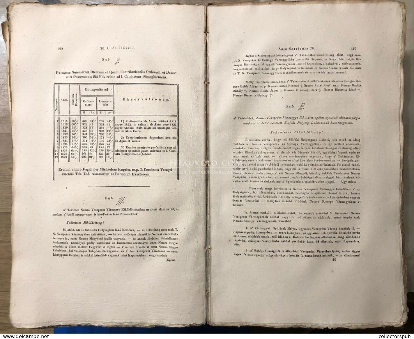 Magyar Ország Gyűlésének írásai / Acta Comitiorum Regni Hungariae  Pozsony 1830. I-II  610l Egységes Papír Közésben, Cím - Oude Boeken