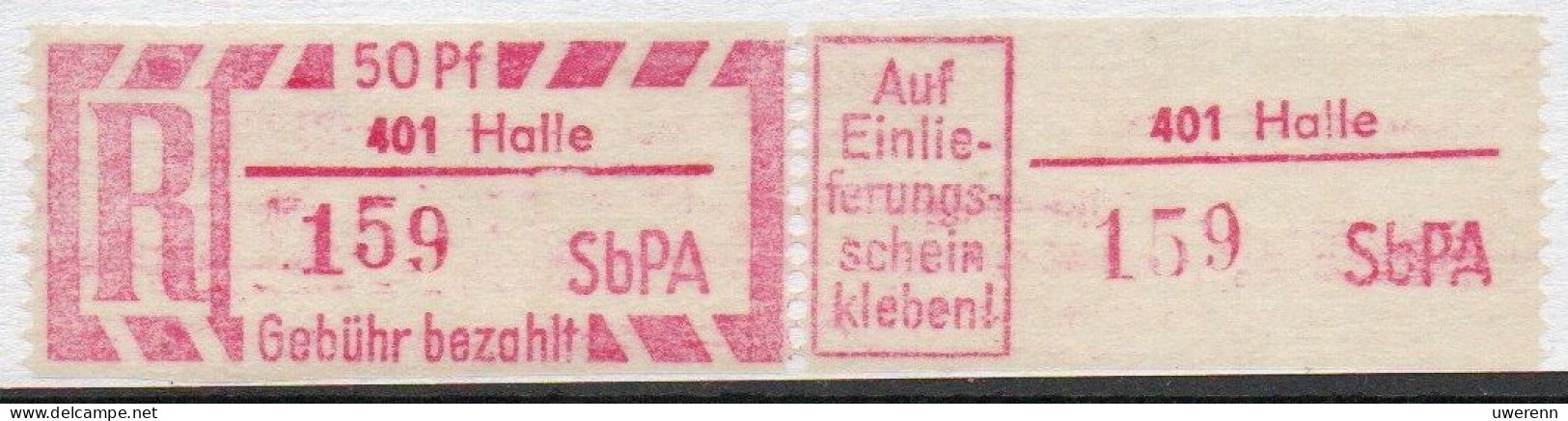 DDR Einschreibemarke Halle SbPA Postfrisch, EM2B-401I(1) Zh - Aangetekende Etiketten