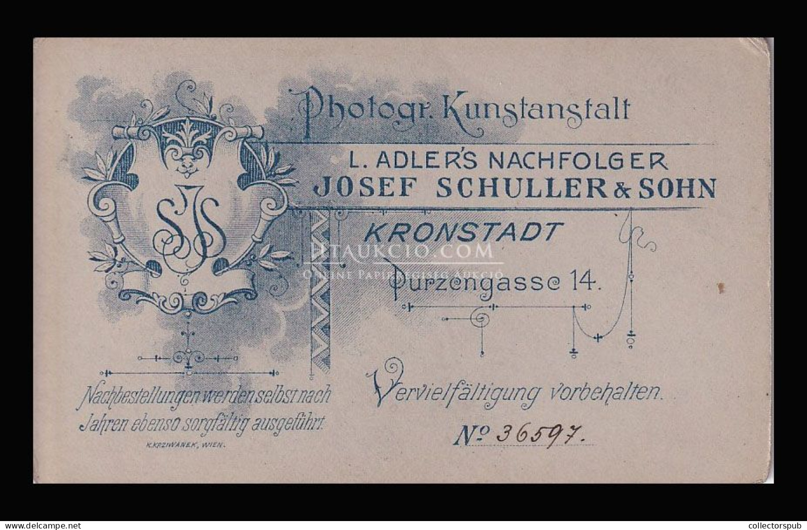 BRASSÓ 1902. Schuller : Katona, Aláírt Visit Fotó - Oud (voor 1900)