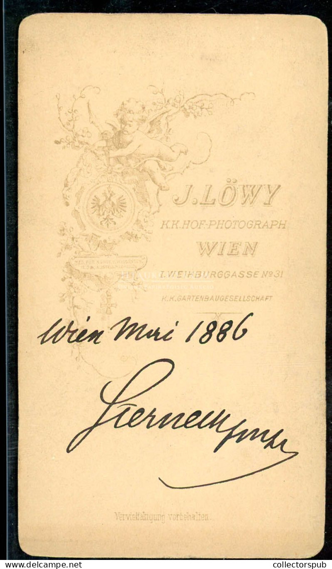 BÉCS 1886.  Löwy : Katonatiiszt Aláírással, Visit Fotó - Anciennes (Av. 1900)