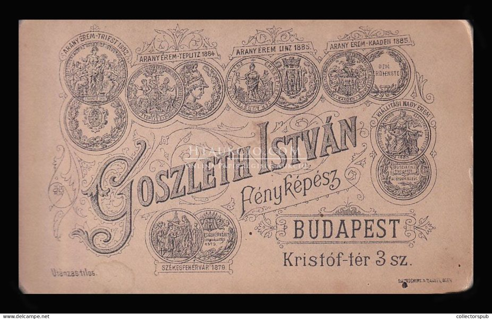 BUDAPEST 1890. Ca. Goszleth : Katona, Visit Fotó - Alte (vor 1900)