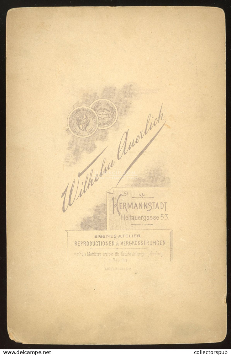 NAGYSZEBEN 1880-90. Auerlich : Lovas Katona , Cabinet Fotó - Old (before 1900)