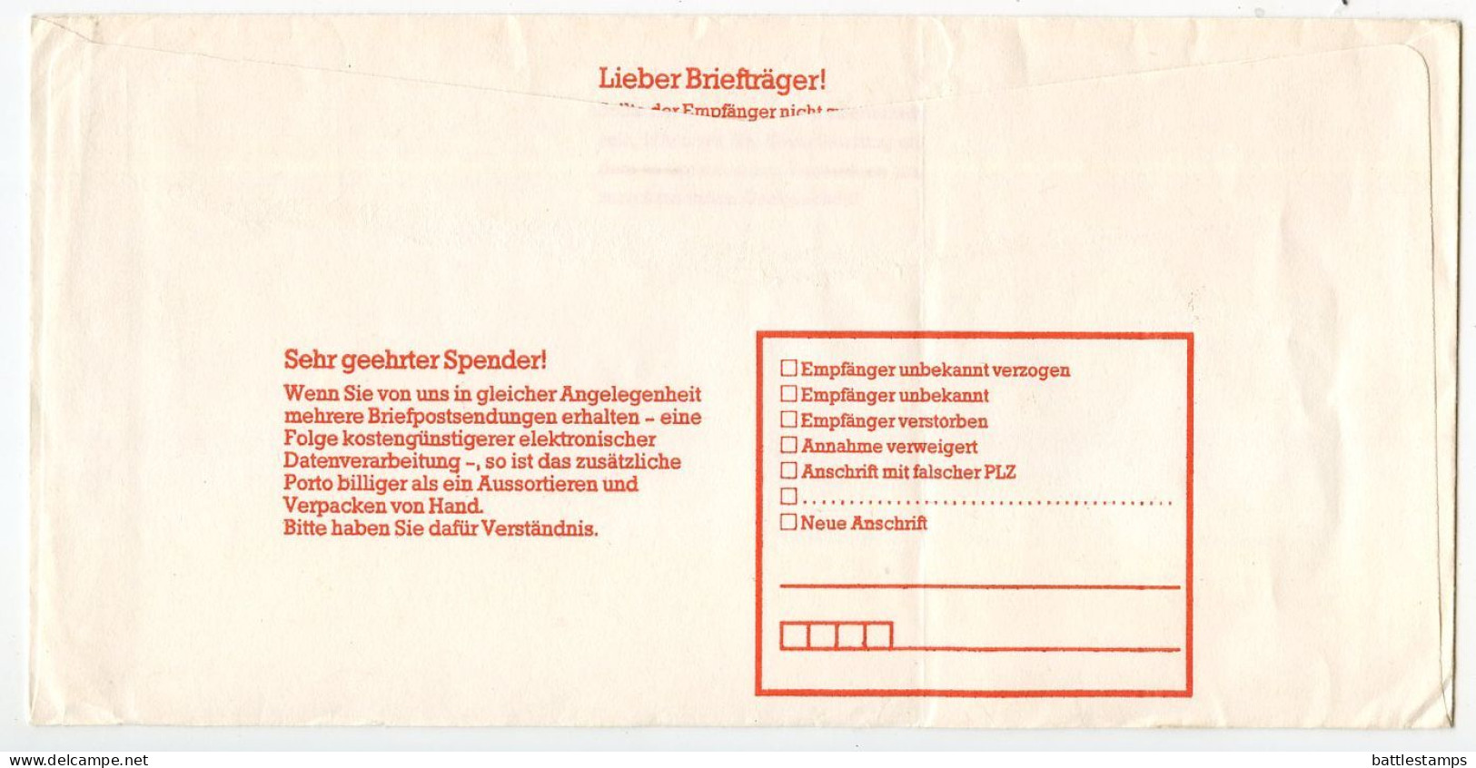 Germany, West 1983 30pf. Castle Postal Envelope; Gerlingen Cancel - Deutsches Rotes Kreuz / Red Cross - Briefomslagen - Gebruikt