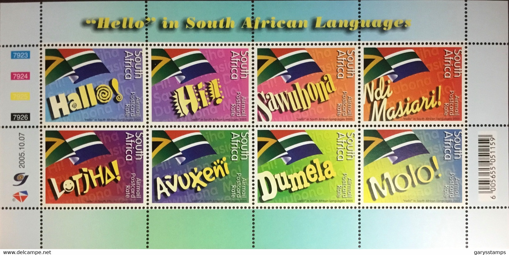 South Africa 2005 World Post Day Languages Sheetlet MNH - Nuovi