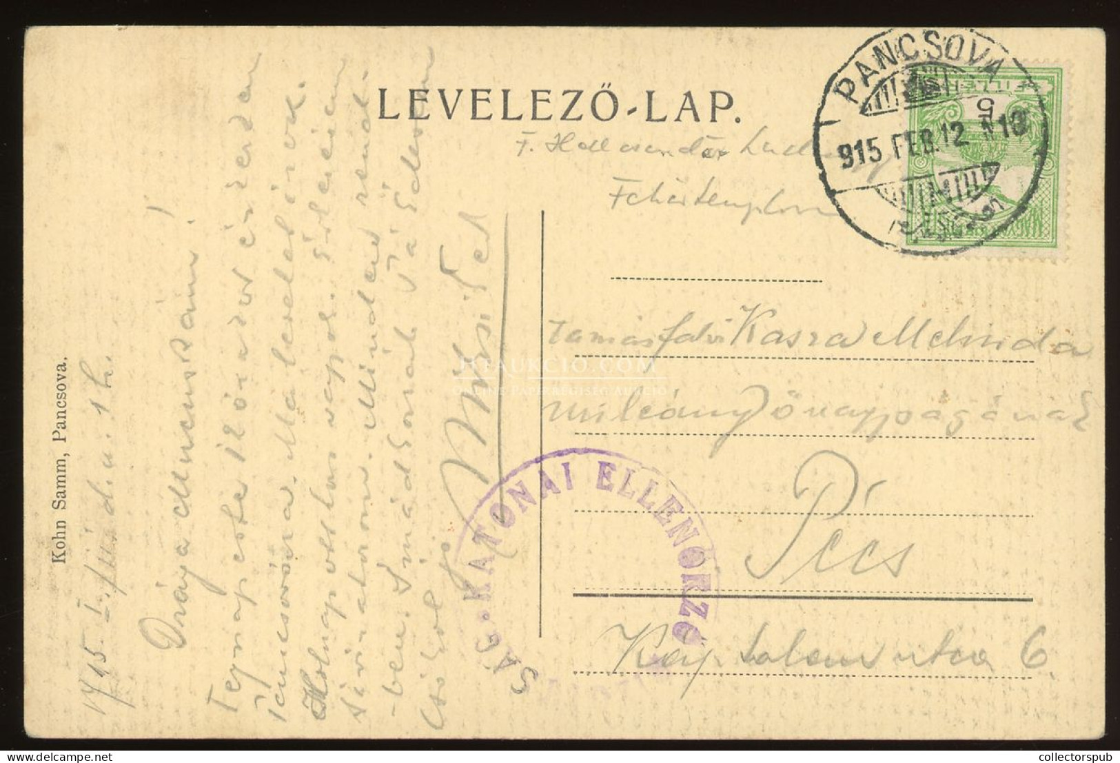 PANCSOVA 1915. Temesrészlet, Régi Képeslap - Hongrie