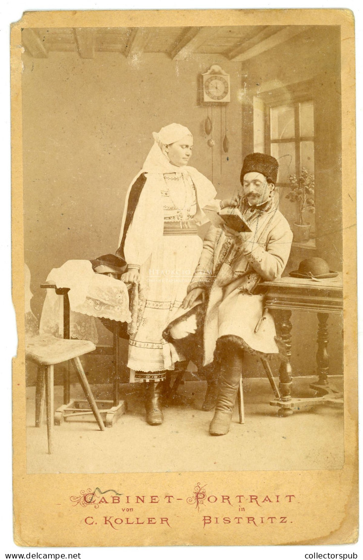 BESZTERCE 1875. Ca. Koller : Népviselet, Ritka Cabinet Fotó - Anciennes (Av. 1900)