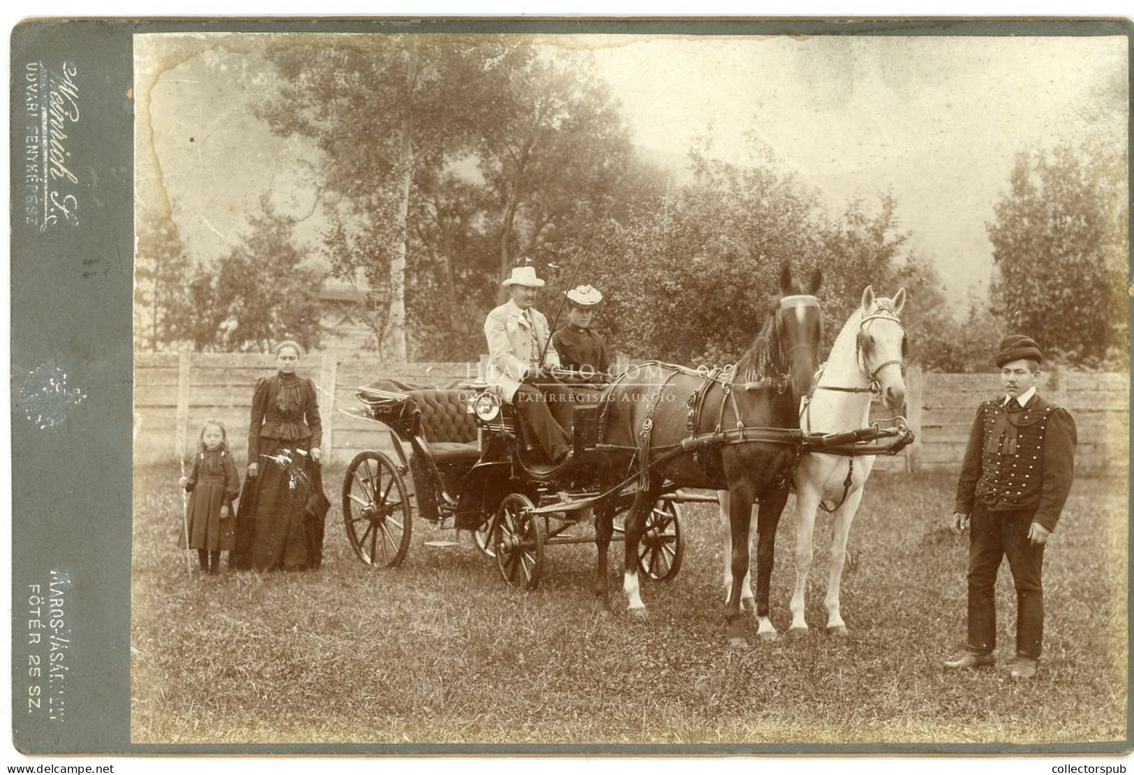 MAROSVÁSÁRHELY 1900.ca. Weinrich Samu : Lovasfogat, Szép és Ritka Cabinet Fotó - Ancianas (antes De 1900)
