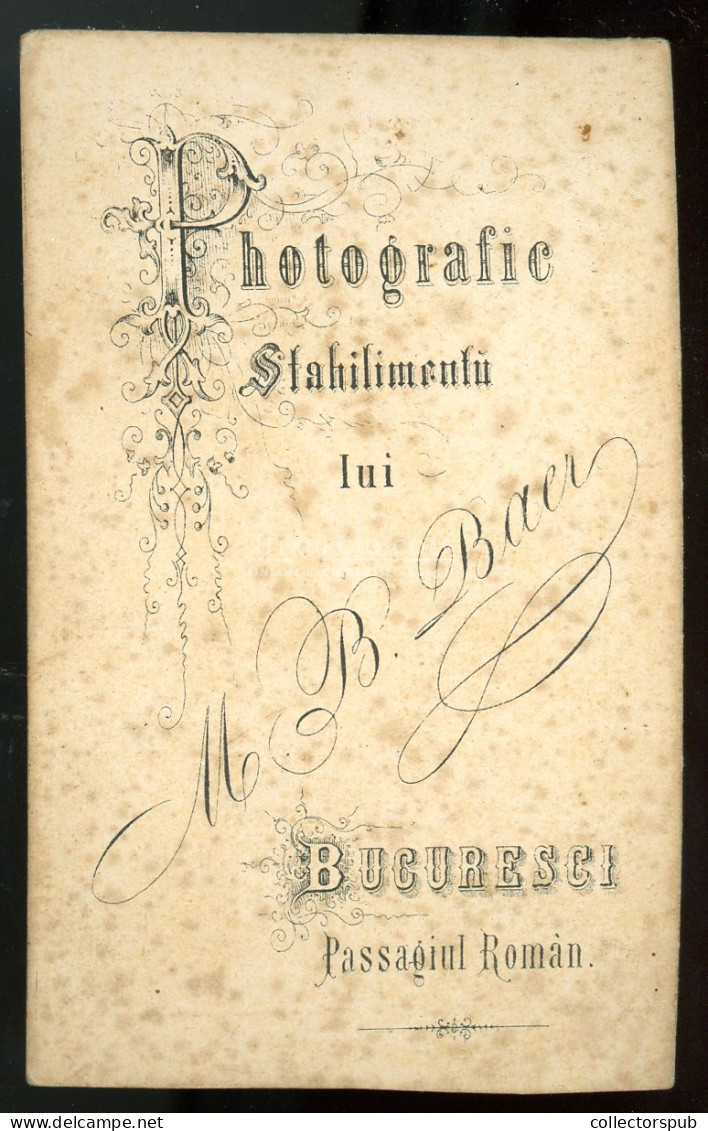 BUKAREST 1865. Ca. M B Baer : Férfi, Visit Fotó - Ancianas (antes De 1900)