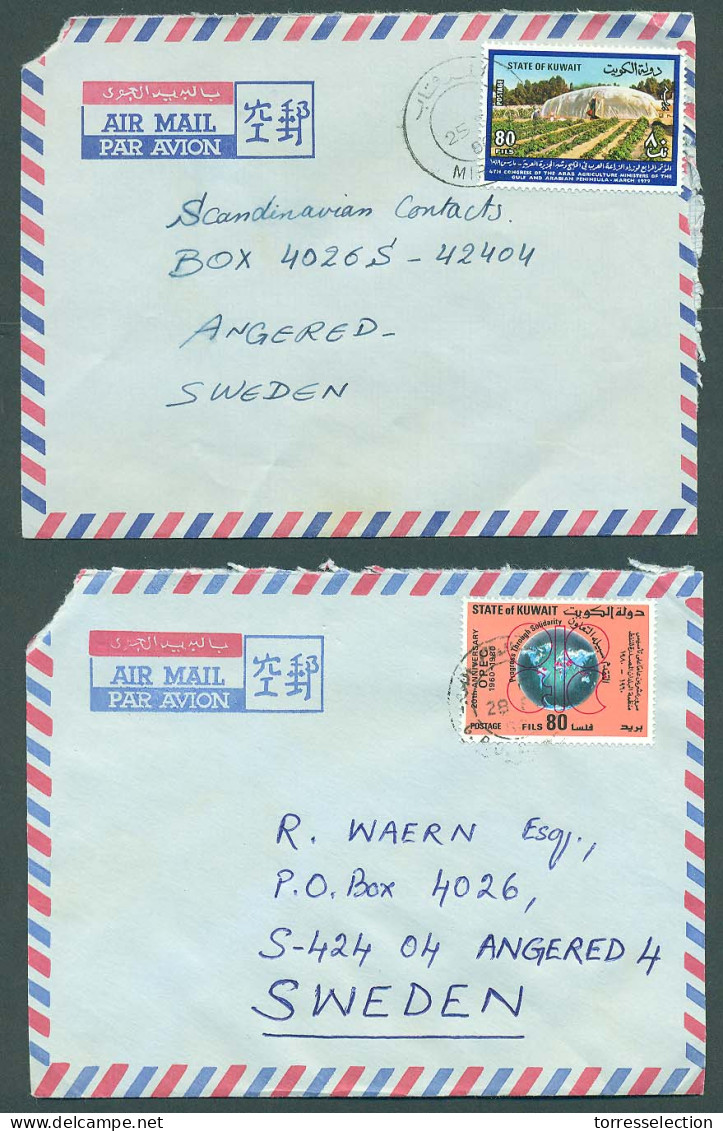 KUWAIT. 1980. GPO - Sweden. Pair Of Used A Letter Sheet Fkd Items. - Kuwait