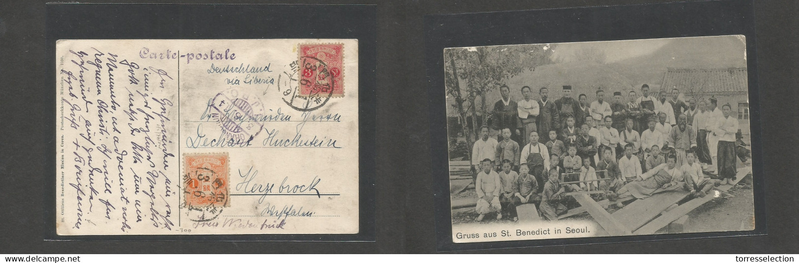 KOREA. 1914 (1 June) WWI. Missionary Mail. St. Benedict, Seoul (as Per Text). Japan Fkd Photo Ppc, Tied Cds. Routed Via  - Corea (...-1945)