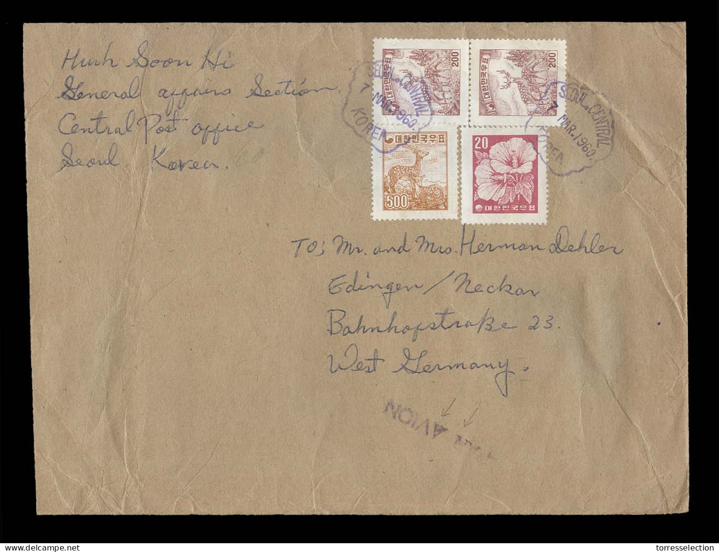 KOREA. 1960 (7 March). Several - West Germany. Air Multifkd Env. VF Cond. - Corea (...-1945)