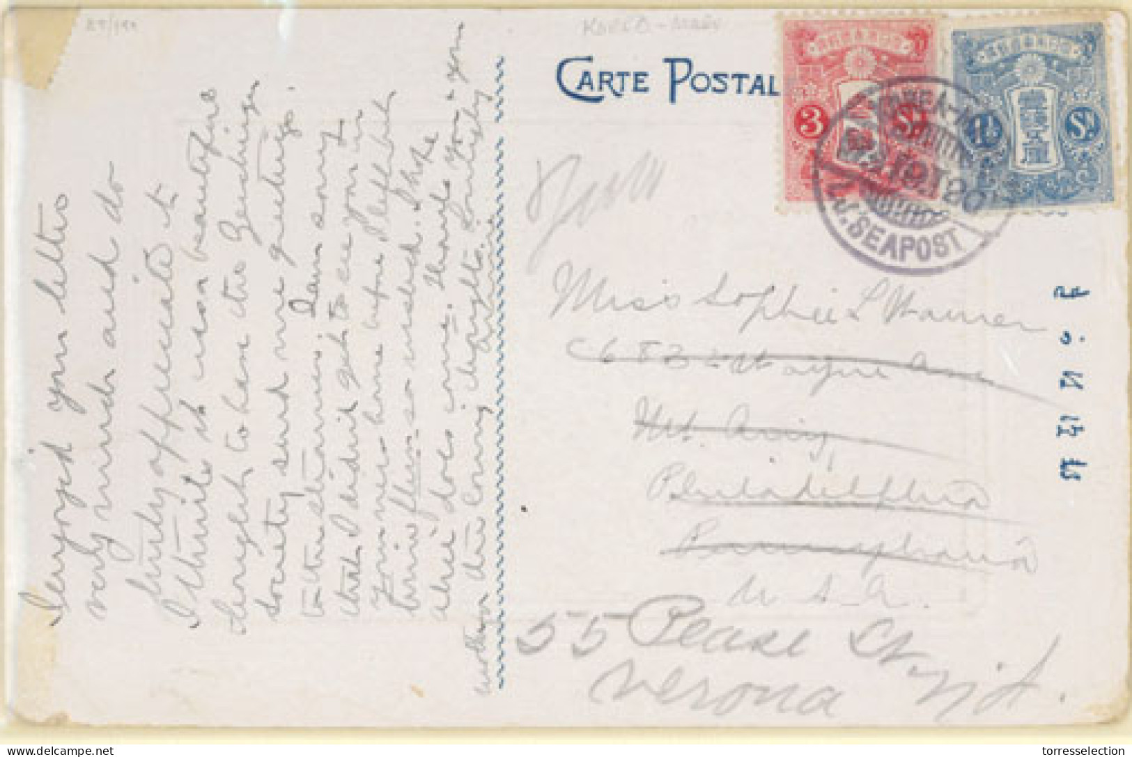 KOREA. 1920. Korea. Maru To USA. VF. - Korea (...-1945)