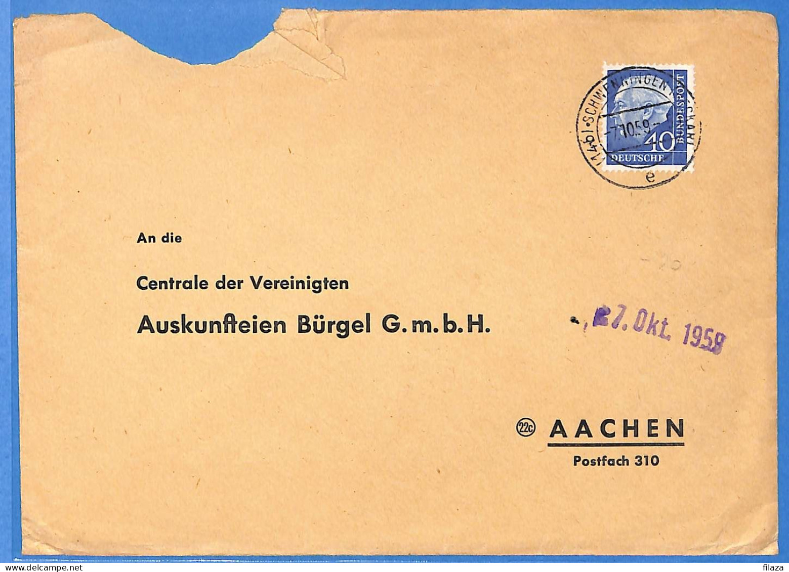 Allemagne Republique Federale 1959 - Lettre De Schwenningen - G30918 - Brieven En Documenten