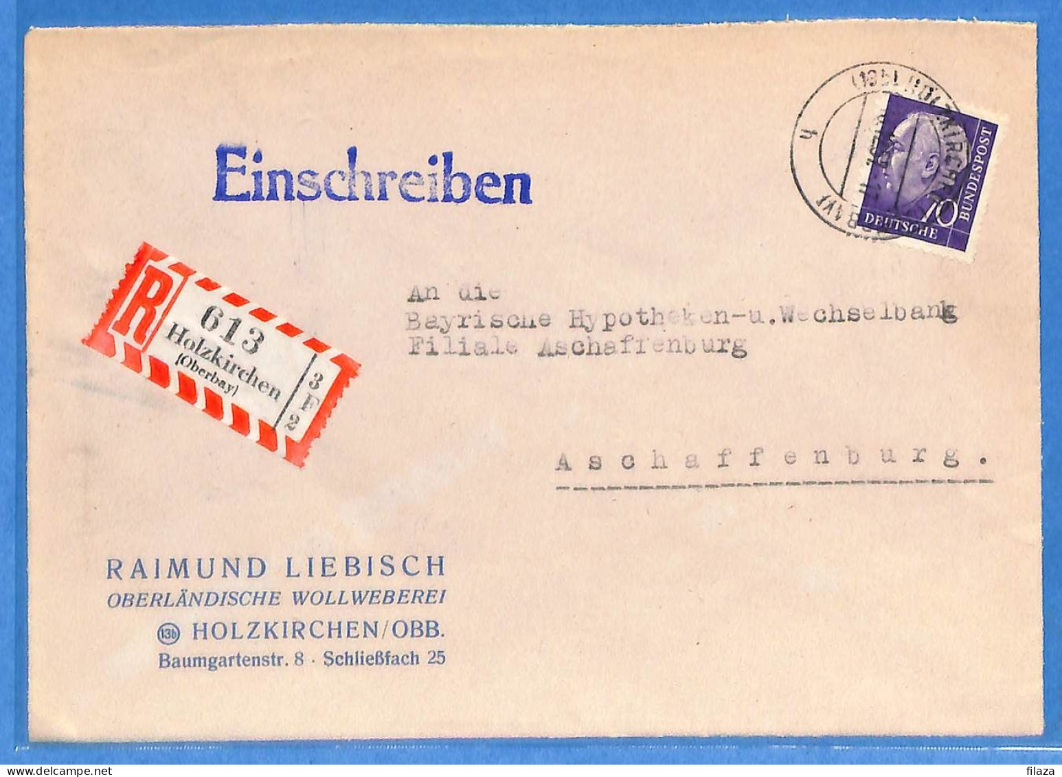 Allemagne Republique Federale 1957 - Lettre Einschreiben De Holzkirchen - G30883 - Brieven En Documenten