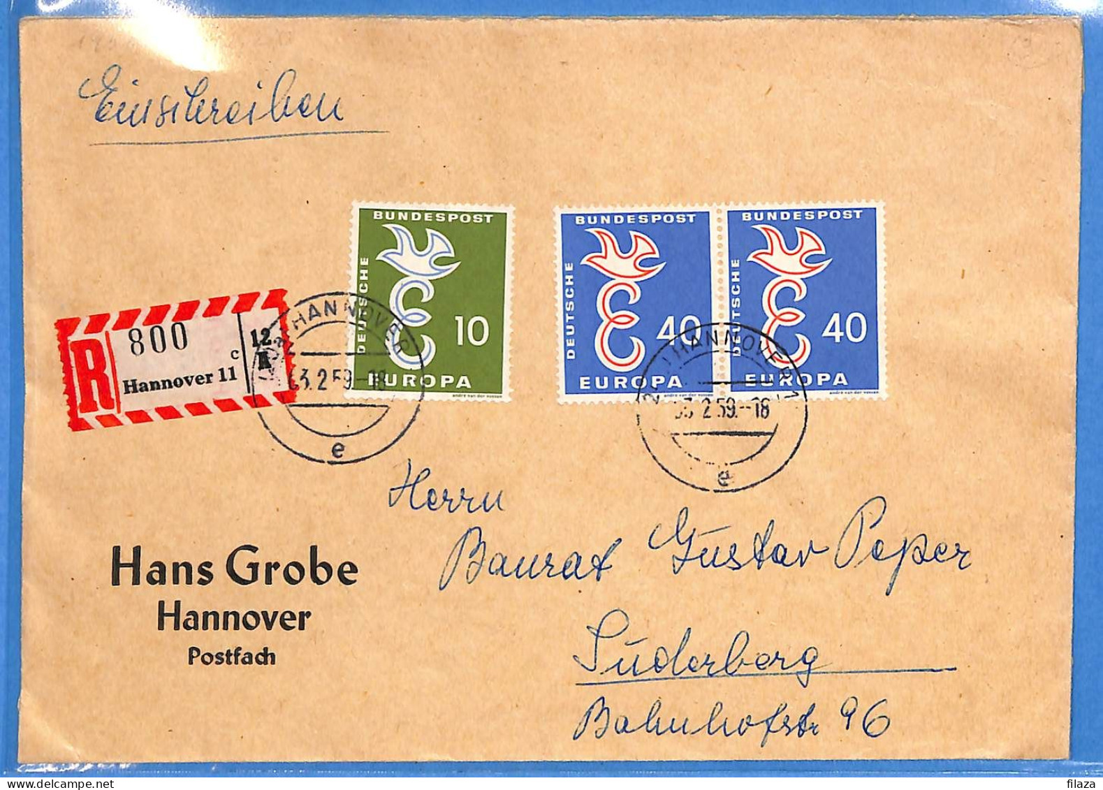 Allemagne Republique Federale 1959 - Lettre Einschreiben De Hannover - G30889 - Cartas & Documentos