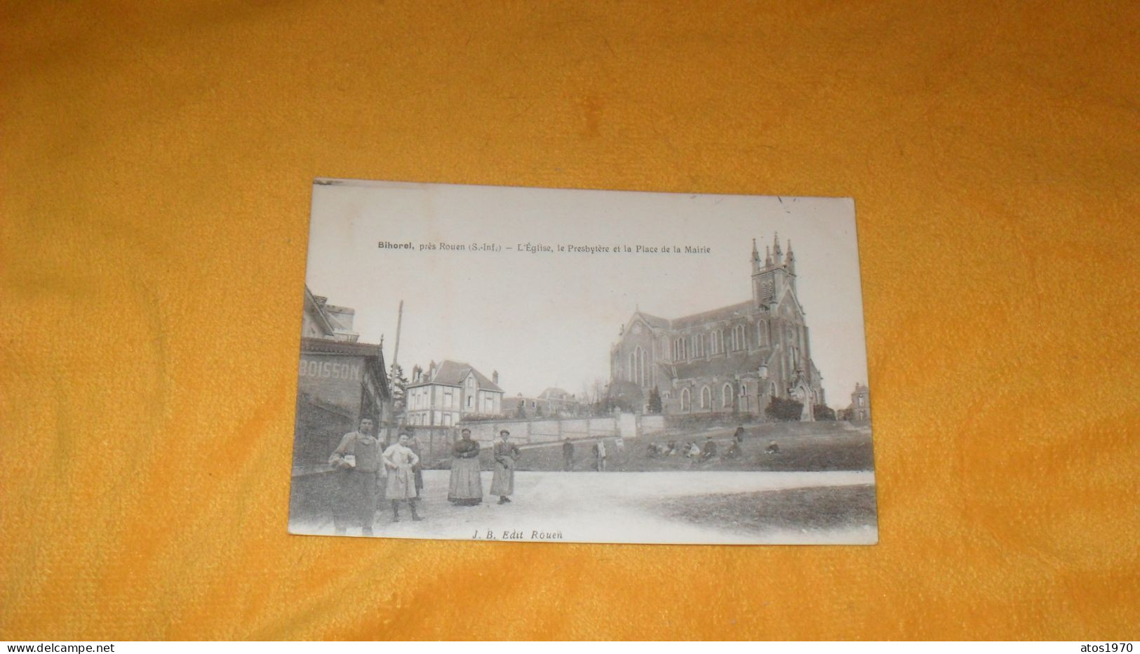 CARTE POSTALE ANCIENNE CIRCULEE DE 1920../ BIHOREL PRES ROUEN.- L'EGLISE LE PRESBYTERE ET LA PLACE DE LA MAIRIE.. - Bihorel