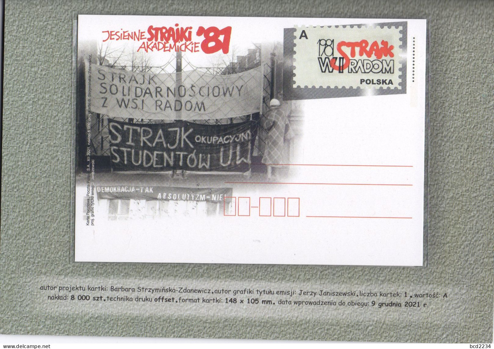POLAND 2021 POST OFFICE LIMITED EDITION FOLDER: AUTUMN ACADEMIC STUDENT STRIKES '81 SOLIDARITY SOLIDARNOSC ANTICOMMUNISM - Covers & Documents