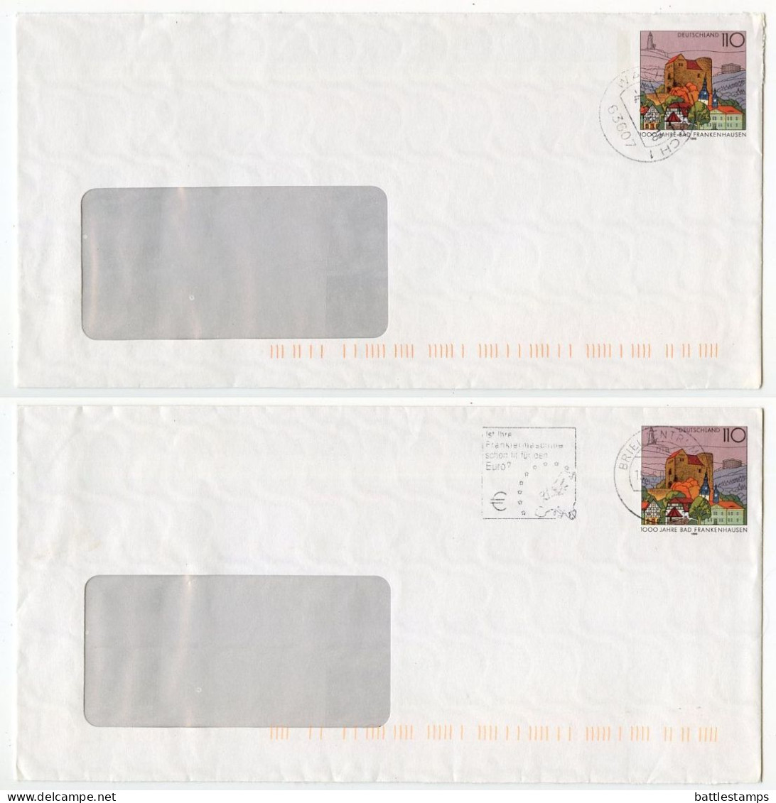 Germany 2001 2 Used 110pf. 1000th Anniversary Of Bad Frankenhausen Postal Envelopes; Berlin & Wächtersbach Pmks - Buste - Usati