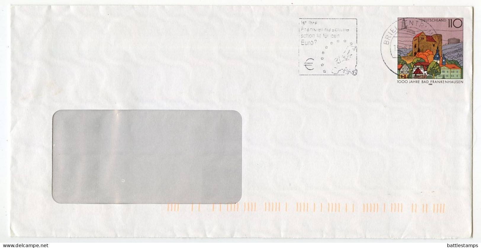 Germany 2001 2 Used 110pf. 1000th Anniversary Of Bad Frankenhausen Postal Envelopes; Berlin & Wächtersbach Pmks - Enveloppes - Oblitérées